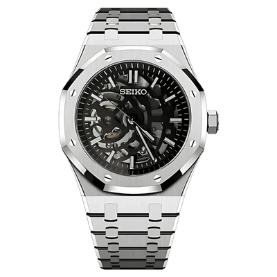 Seiko Mod Royal Oak Skeleton Noire – Montre Squelette NH70 | ValtikWatches