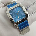 Seiko Mod Santos Bleu – Montre Automatique Boîtier Carré NH35 | ValtikWatches