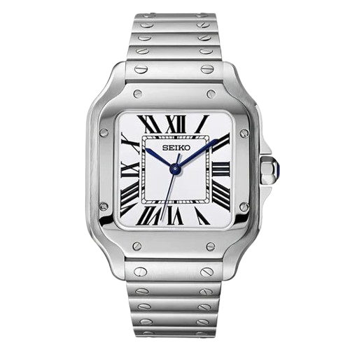 Seiko Mod Santos Blanc – Montre Automatique Boîtier Carré NH35 | ValtikWatches