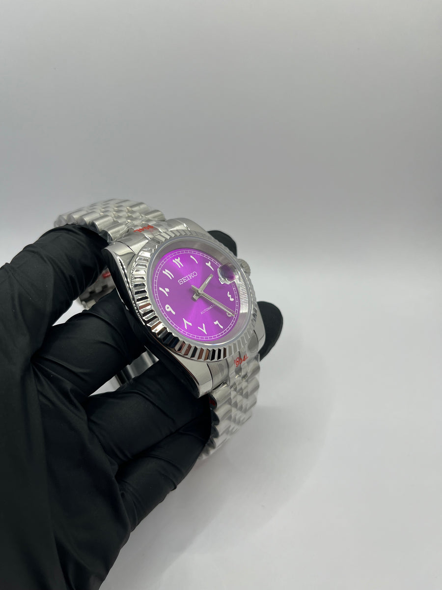 Seiko Mod Date Just Arabic Dial Violette – Montre NH35 | ValtikWatches