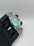 Seiko Mod Date Just Arabic Dial Bleu Ciel – Montre NH35 | ValtikWatches
