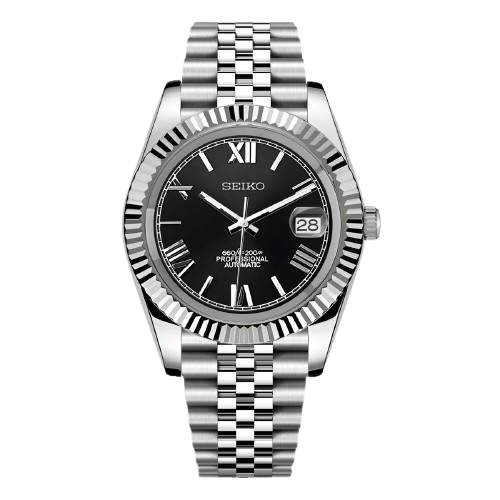 Seiko Mod Roman Dial Noire – Montre Automatique NH35 | ValtikWatches