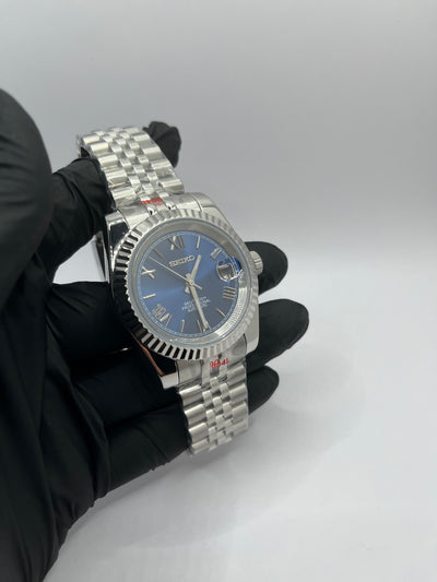Seiko Mod Roman Dial Bleu – Montre Automatique NH35 | ValtikWatches