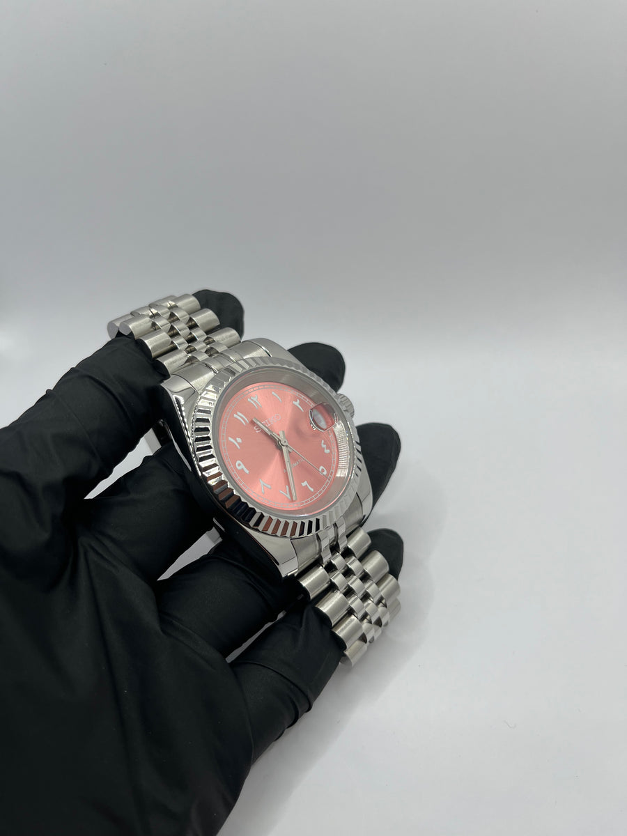 Seiko Mod Date Just Arabic Dial Rose – Montre Automatique NH35 | ValtikWatches