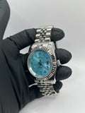 Seiko Mod Date Just Arabic Dial Bleu Ciel – Montre NH35 | ValtikWatches