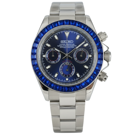 Seiko Mod Daytona Zircon Bleue