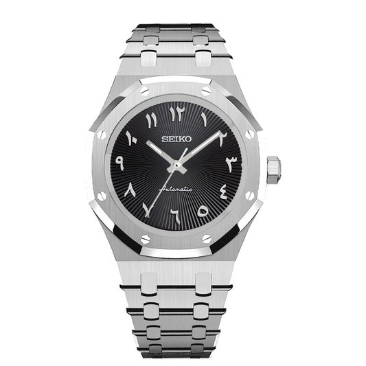 Seiko Mod Royal Oak Arabic Dial Noire – Montre NH35 | ValtikWatches