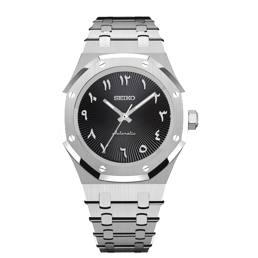 Seiko Mod Royal Oak Arabic Dial Noire – Montre NH35 | ValtikWatches