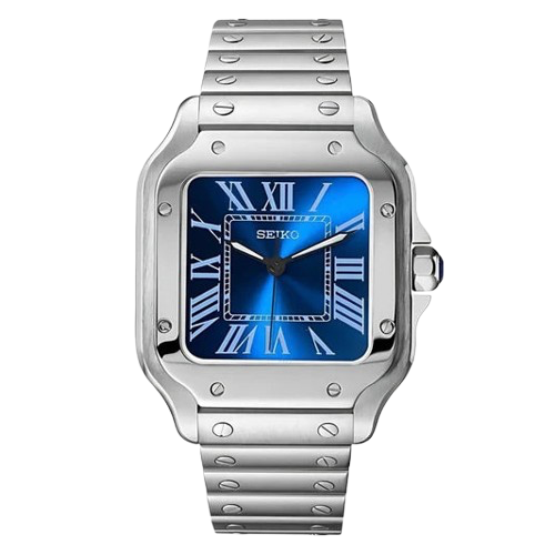 Seiko Mod Santos Bleu – Montre Automatique Boîtier Carré NH35 | ValtikWatches