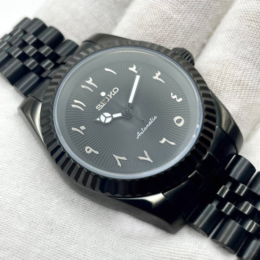Seiko Mod Arabic Dial Full Noir – Montre Full Black NH35 | ValtikWatches