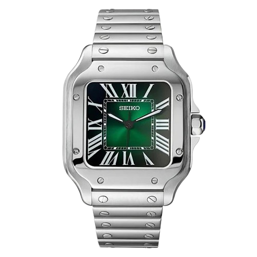 Seiko Mod Santos Verte – Montre Automatique Boîtier Carré NH35 | ValtikWatches