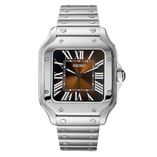 Seiko Mod Santos Chocolat – Montre Automatique Boîtier Carré NH35 | ValtikWatches