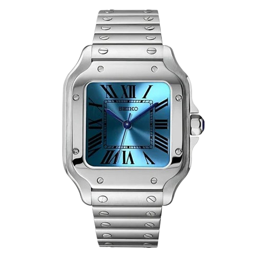 Seiko Mod Santos Bleu Ciel – Montre Automatique Boîtier Carré NH35 | ValtikWatches