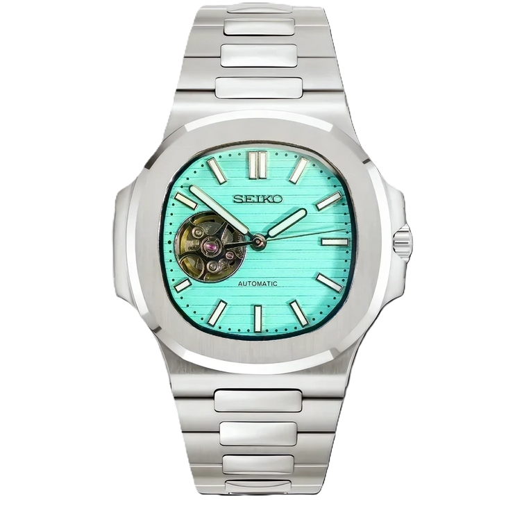 Seiko Mod Nautilus Tiffany Ouverte – Montre Squelette NH38 | ValtikWatches