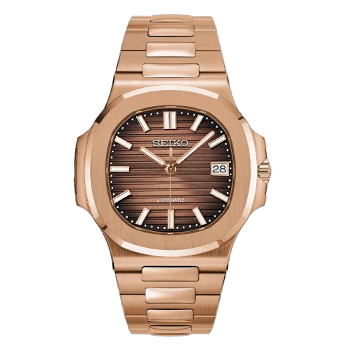 Seiko Mod Nautilus Or Rose Caramel – Montre NH35 | ValtikWatches