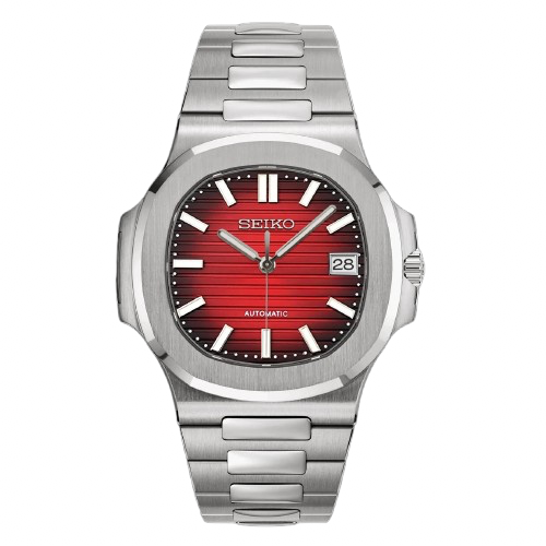 Seiko Mod Nautilus Rouge – Montre Automatique NH35 | ValtikWatches