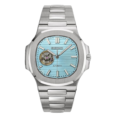 Seiko Mod Nautilus Bleu Ciel Ouverte – Montre Squelette NH38 | ValtikWatches