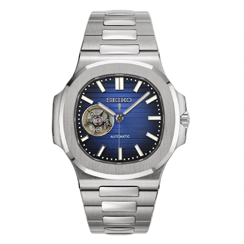 Seiko Mod Nautilus Bleu Ouverte – Montre Squelette NH38 | ValtikWatches