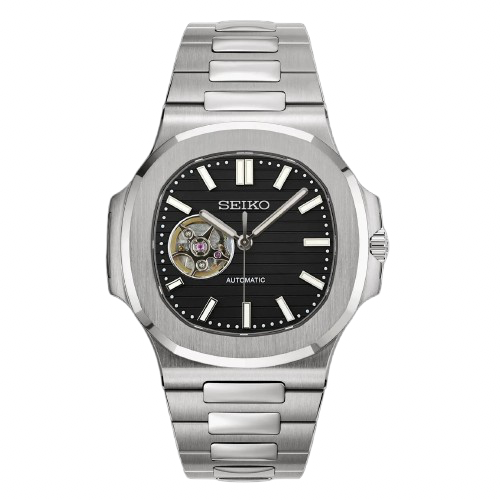 Seiko Mod Nautilus Noire Ouverte – Montre Squelette NH38 | ValtikWatches
