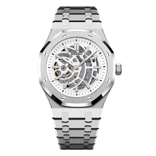Seiko Mod Royal Oak Skeleton Blanche – Montre Squelette NH70 | ValtikWatches