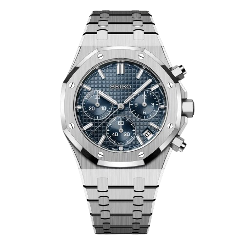 Seiko Mod Royal Oak Chronograph Bleu – Montre Chrono VK63 | ValtikWatches