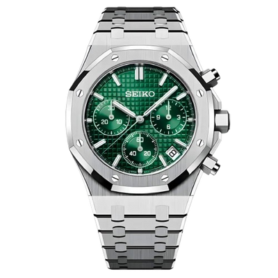 Seiko Mod Royal Oak Chronograph Verte – Montre Chrono VK63 | ValtikWatches