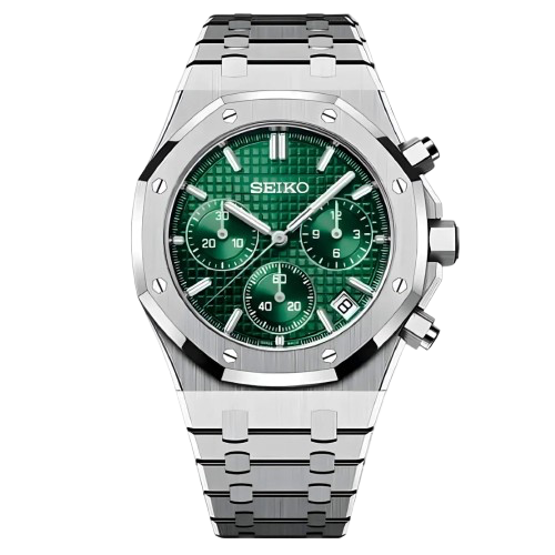 Seiko Mod Royal Oak Chronograph Verte – Montre Chrono VK63 | ValtikWatches