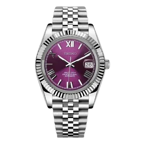 Seiko Mod Roman Dial Violette – Montre Automatique NH35 | ValtikWatches